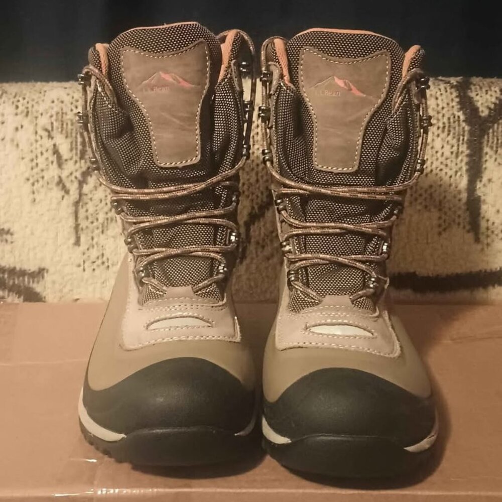 L.L.Bean Women's Wildcat Pro Primaloft Mid Calf Winter Boots Leather Brown Tek 2
